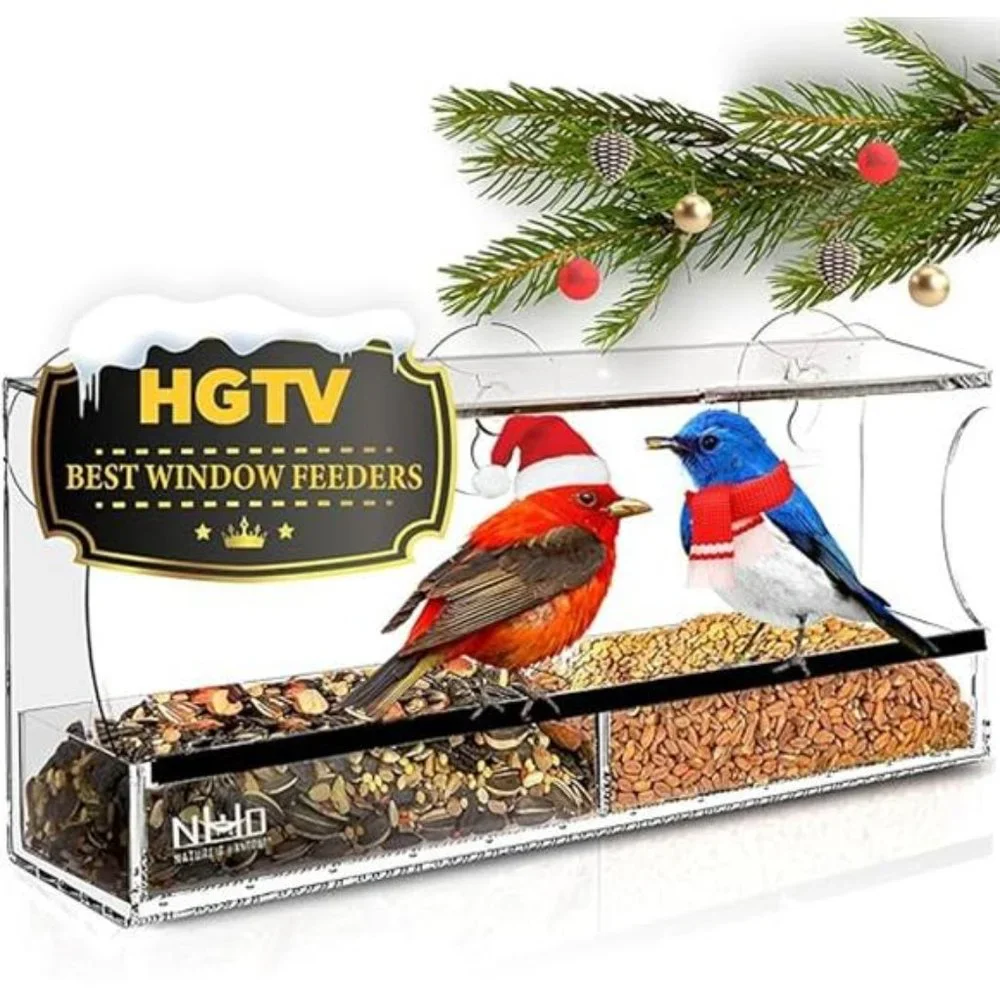 Window Bird Feeder with Strong Suction Cups,Clear Window BirdFeeders for Outside